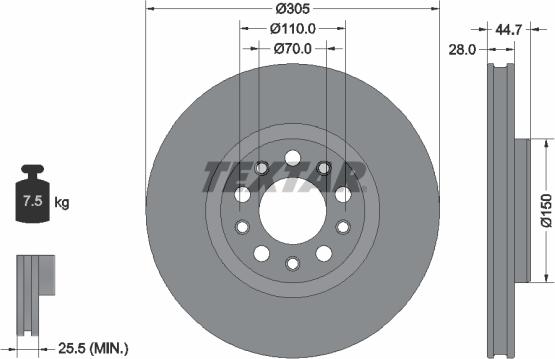 Textar 92326305 - Disque de frein cwaw.fr