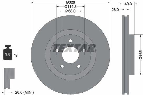 Textar 92299403 - Disque de frein cwaw.fr