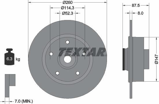 Textar 92295203 - Disque de frein cwaw.fr