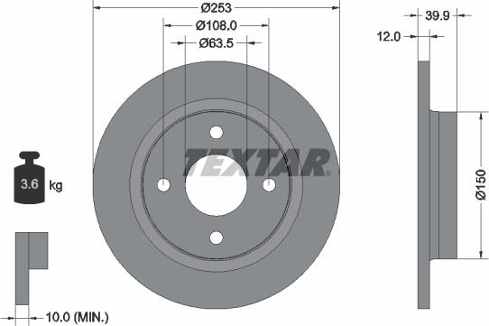 Textar 92292803 - Disque de frein cwaw.fr