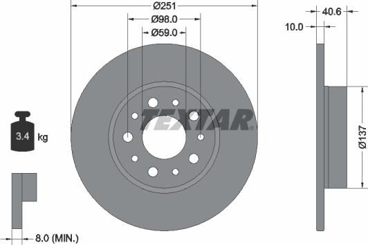 Textar 92244303 - Disque de frein cwaw.fr