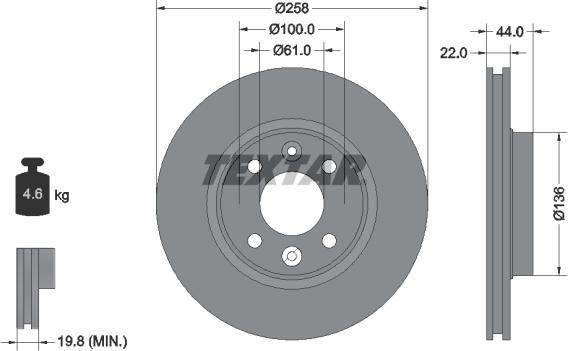 Textar 92255203 - Disque de frein cwaw.fr