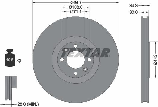 Textar 92256903 - Disque de frein cwaw.fr