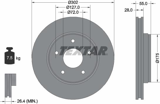 Textar 92253303 - Disque de frein cwaw.fr