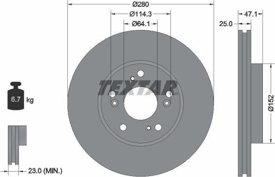 Textar 92252503 - Disque de frein cwaw.fr