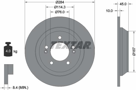 Textar 92267803 - Disque de frein cwaw.fr