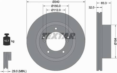 Textar 92204600 - Disque de frein cwaw.fr