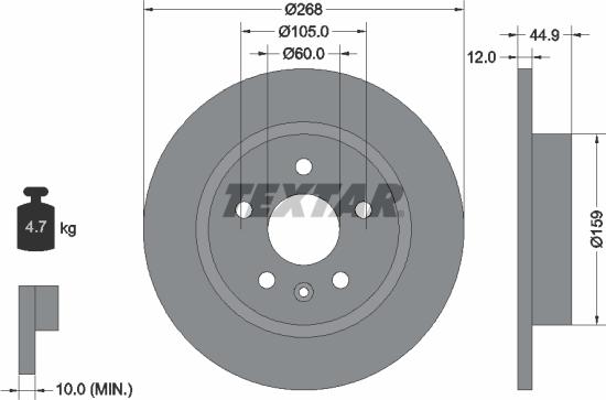 Textar 92205500 - Disque de frein cwaw.fr