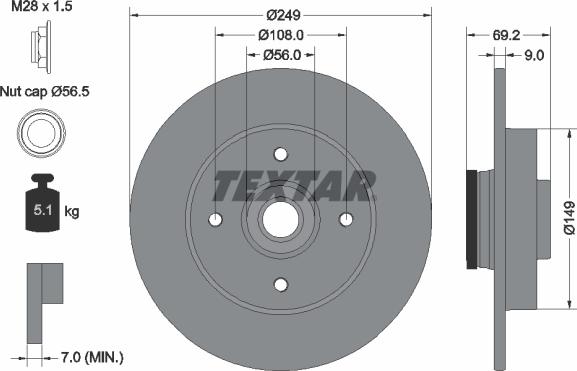 Textar 92202100 - Disque de frein cwaw.fr