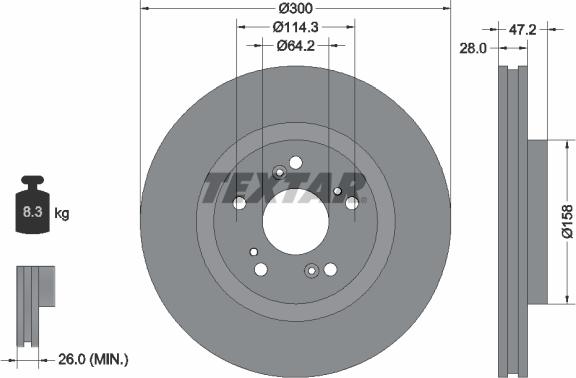 Textar 92284603 - Disque de frein cwaw.fr