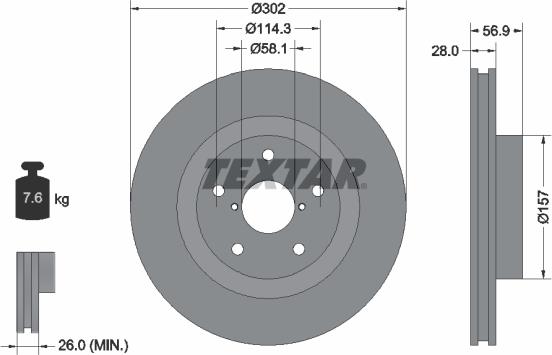 Textar 92286203 - Disque de frein cwaw.fr