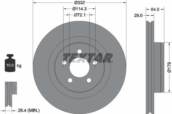 Textar 92287303 - Disque de frein cwaw.fr