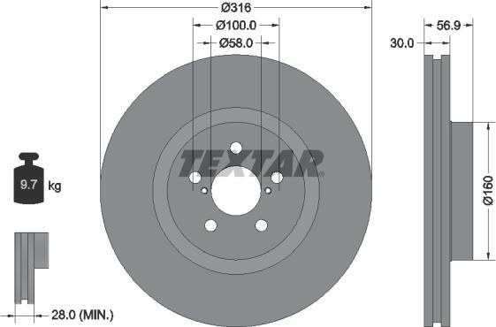 Textar 92236503 - Disque de frein cwaw.fr