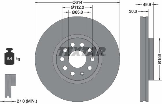 Textar 92232405 - Disque de frein cwaw.fr