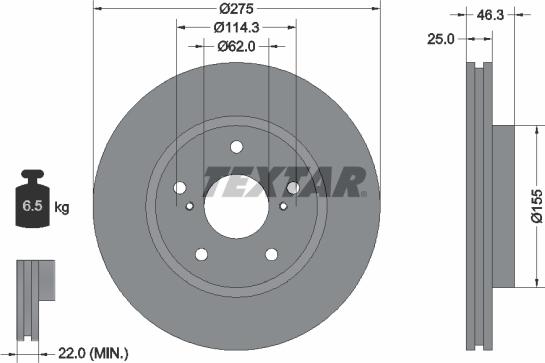 Textar 92232703 - Disque de frein cwaw.fr