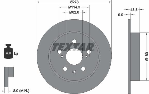 Textar 92225303 - Disque de frein cwaw.fr