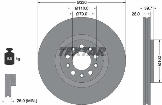 Textar 92220900 - Disque de frein cwaw.fr