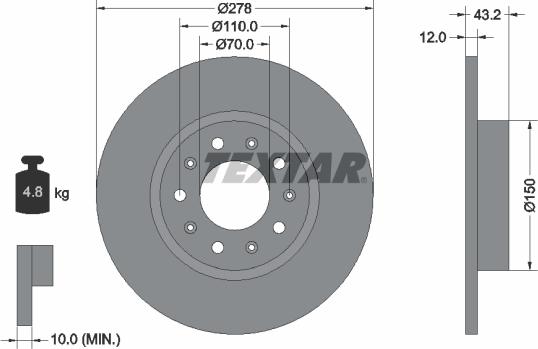 Textar 92221000 - Disque de frein cwaw.fr