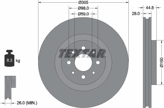 Textar 92228503 - Disque de frein cwaw.fr