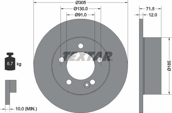 Textar 92228800 - Disque de frein cwaw.fr