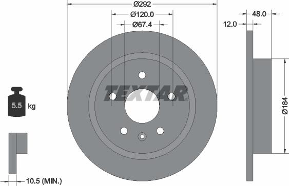 Textar 92222903 - Disque de frein cwaw.fr