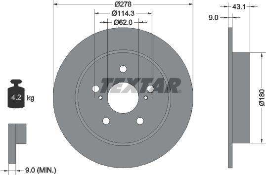 Textar 92222300 - Disque de frein cwaw.fr