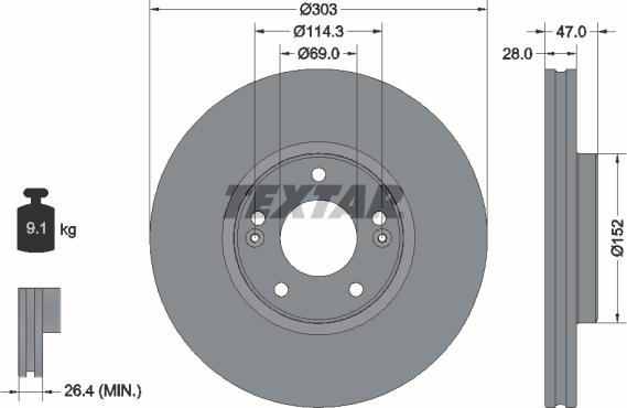 Textar 92273303 - Disque de frein cwaw.fr