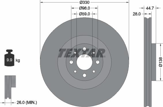 Textar 92272403 - Disque de frein cwaw.fr