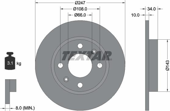 Textar 92029803 - Disque de frein cwaw.fr