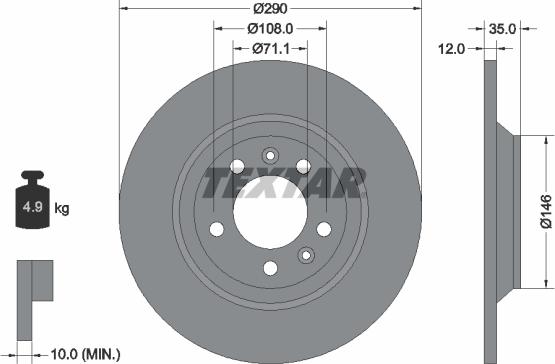 Textar 92129600 - Disque de frein cwaw.fr