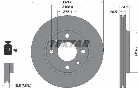 Textar 92043100 - Disque de frein cwaw.fr