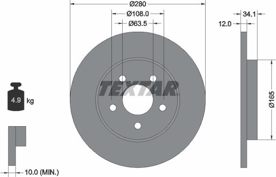 Textar 92109700 - Disque de frein cwaw.fr