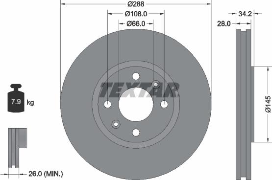 Textar 92107800 - Disque de frein cwaw.fr