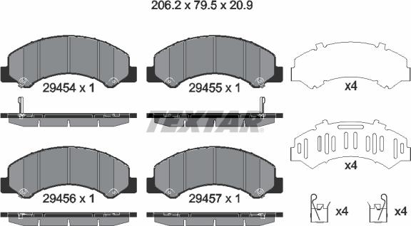 Textar 2945401 - Kit de plaquettes de frein, frein à disque cwaw.fr