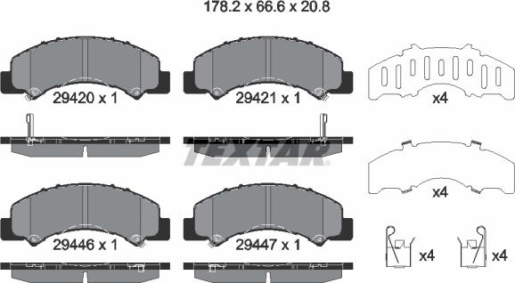 Textar 2942001 - Kit de plaquettes de frein, frein à disque cwaw.fr