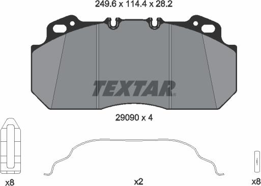 Textar 2909006 - Kit de plaquettes de frein, frein à disque cwaw.fr