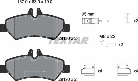 Textar 2919001 - Kit de plaquettes de frein, frein à disque cwaw.fr