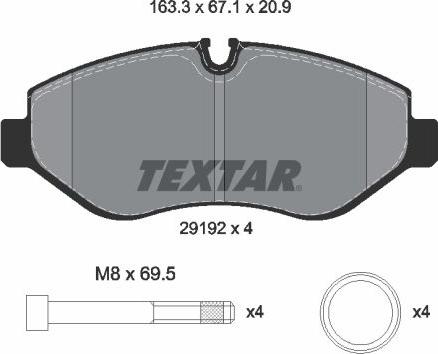 Textar 2919209 - Kit de plaquettes de frein, frein à disque cwaw.fr