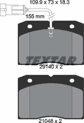 Textar 2914001 - Kit de plaquettes de frein, frein à disque cwaw.fr