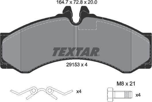 Textar 2915301 - Kit de plaquettes de frein, frein à disque cwaw.fr