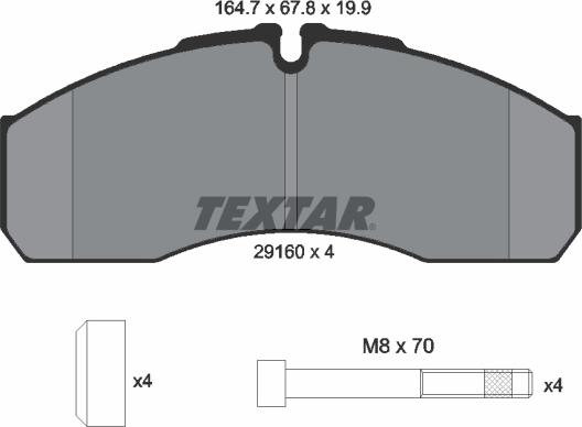 Textar 2916004 - Kit de plaquettes de frein, frein à disque cwaw.fr