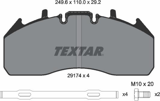 Textar 2917402 - Kit de plaquettes de frein, frein à disque cwaw.fr