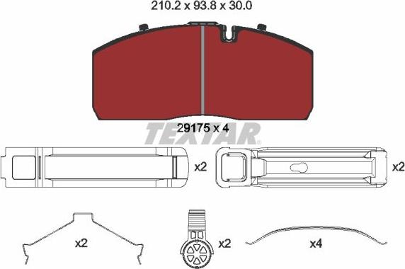 Textar 2917504 - Kit de plaquettes de frein, frein à disque cwaw.fr