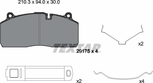 Textar 2917501 - Kit de plaquettes de frein, frein à disque cwaw.fr