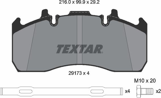 Textar 2917301 - Kit de plaquettes de frein, frein à disque cwaw.fr