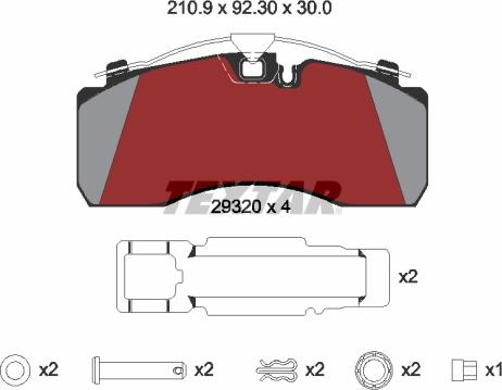 Textar 2932001 - Kit de plaquettes de frein, frein à disque cwaw.fr