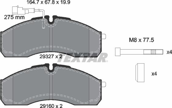 Textar 2932701 - Kit de plaquettes de frein, frein à disque cwaw.fr