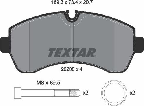 Textar 2920006 - Kit de plaquettes de frein, frein à disque cwaw.fr