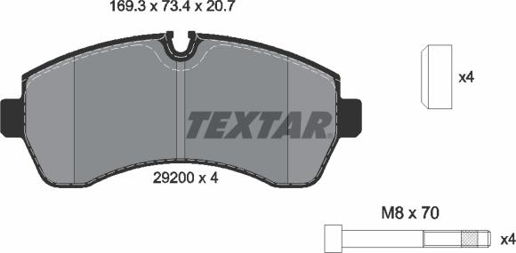 Textar 2920001 - Kit de plaquettes de frein, frein à disque cwaw.fr