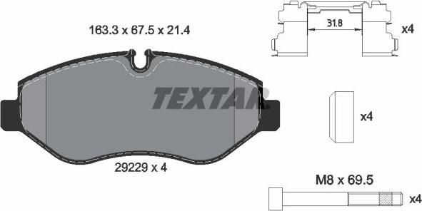 Textar 2922901 - Kit de plaquettes de frein, frein à disque cwaw.fr